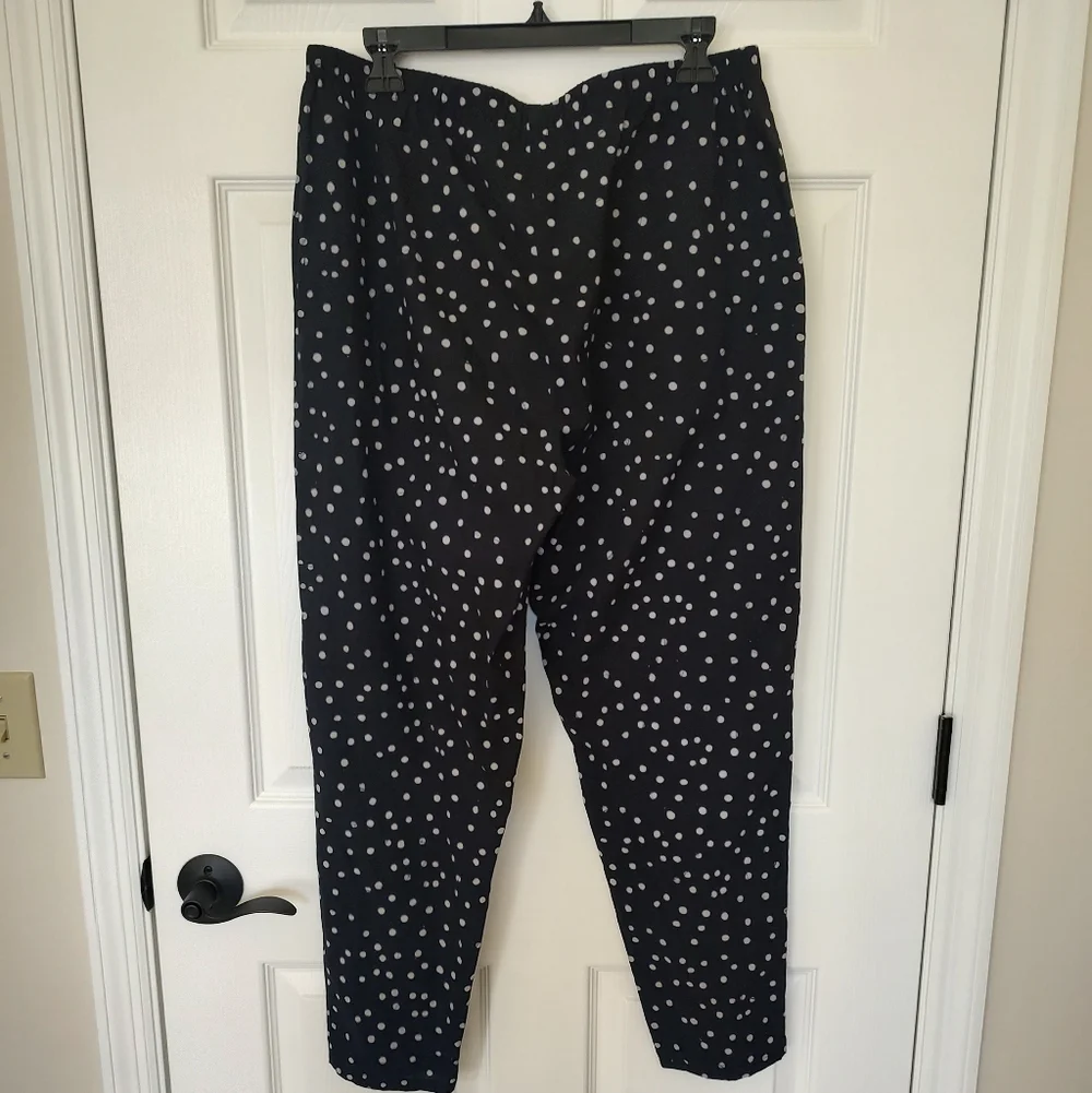 Eileen Fisher Organic Cotton Pull On Black Polka Dot Lightweight Cropped Pants M - Picture 5 of 11